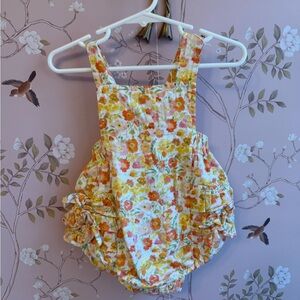 Stitchy Fish Floral ruffle butt Baby Romper